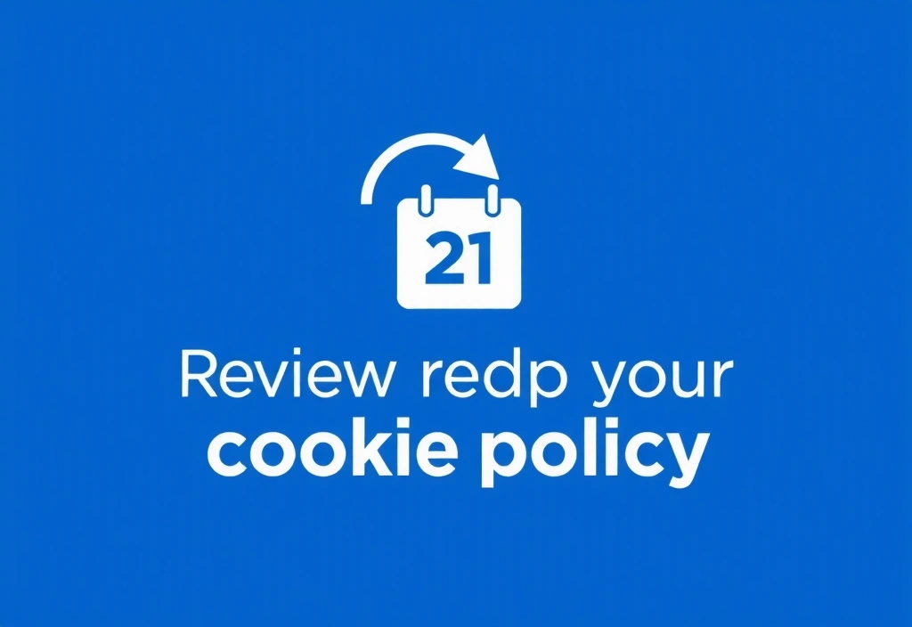 Calendario con una flecha circular, simbolizando la revisión y actualización periódica de la política de cookies.
